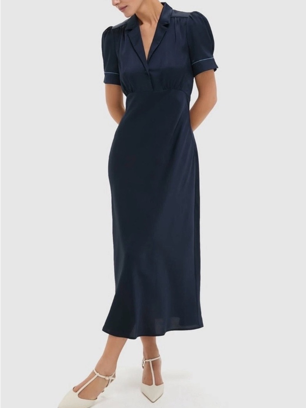 TUCKERNUCK Navy Satin Bellamy Dress  - Size M - NWT